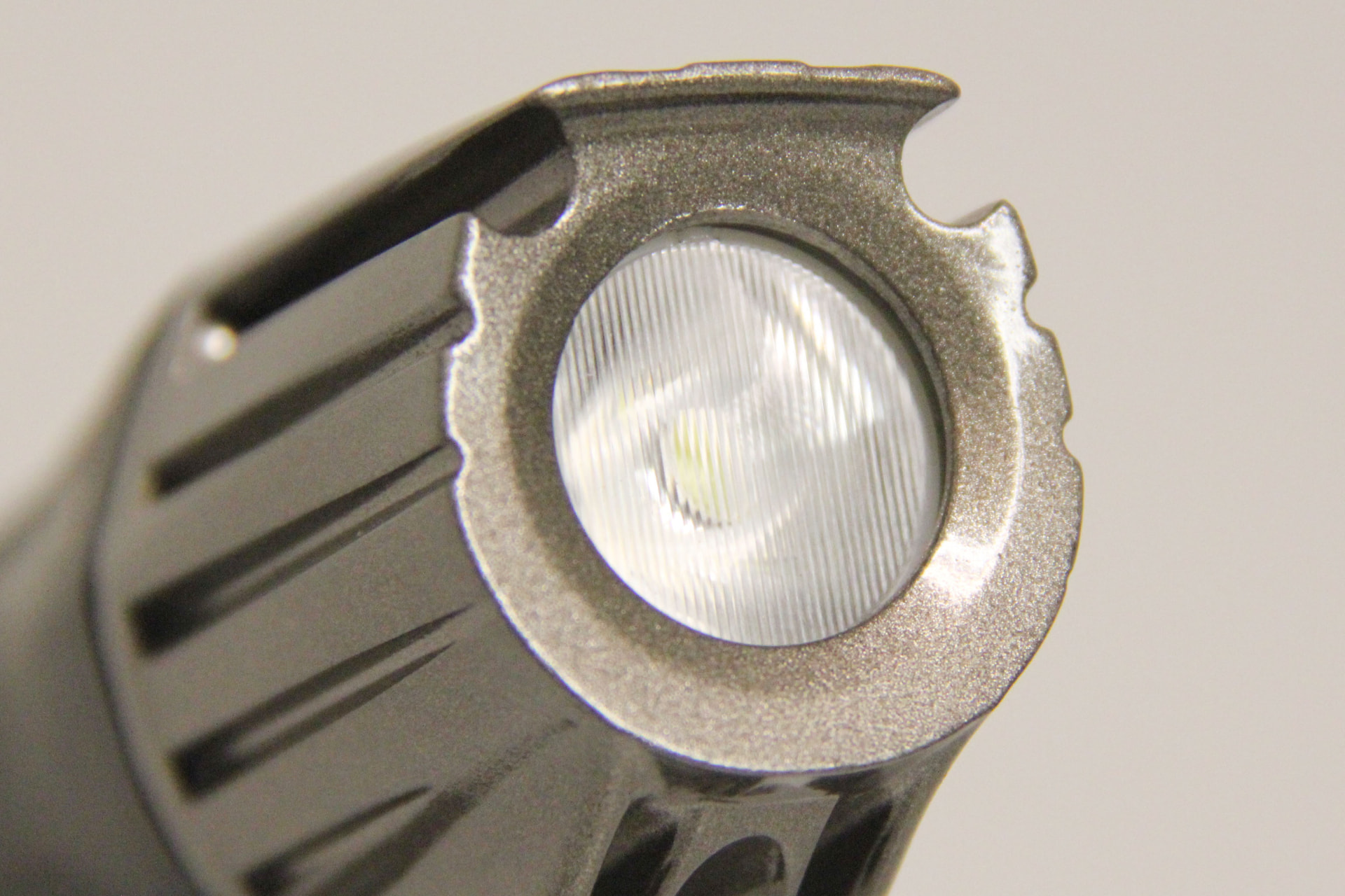 Macro view of a Cygolite headlight lens and LED
