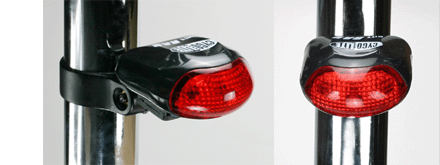 Cygolite Mity Rad 2-in-1 red LED taillight shown off and lit on a seatpost