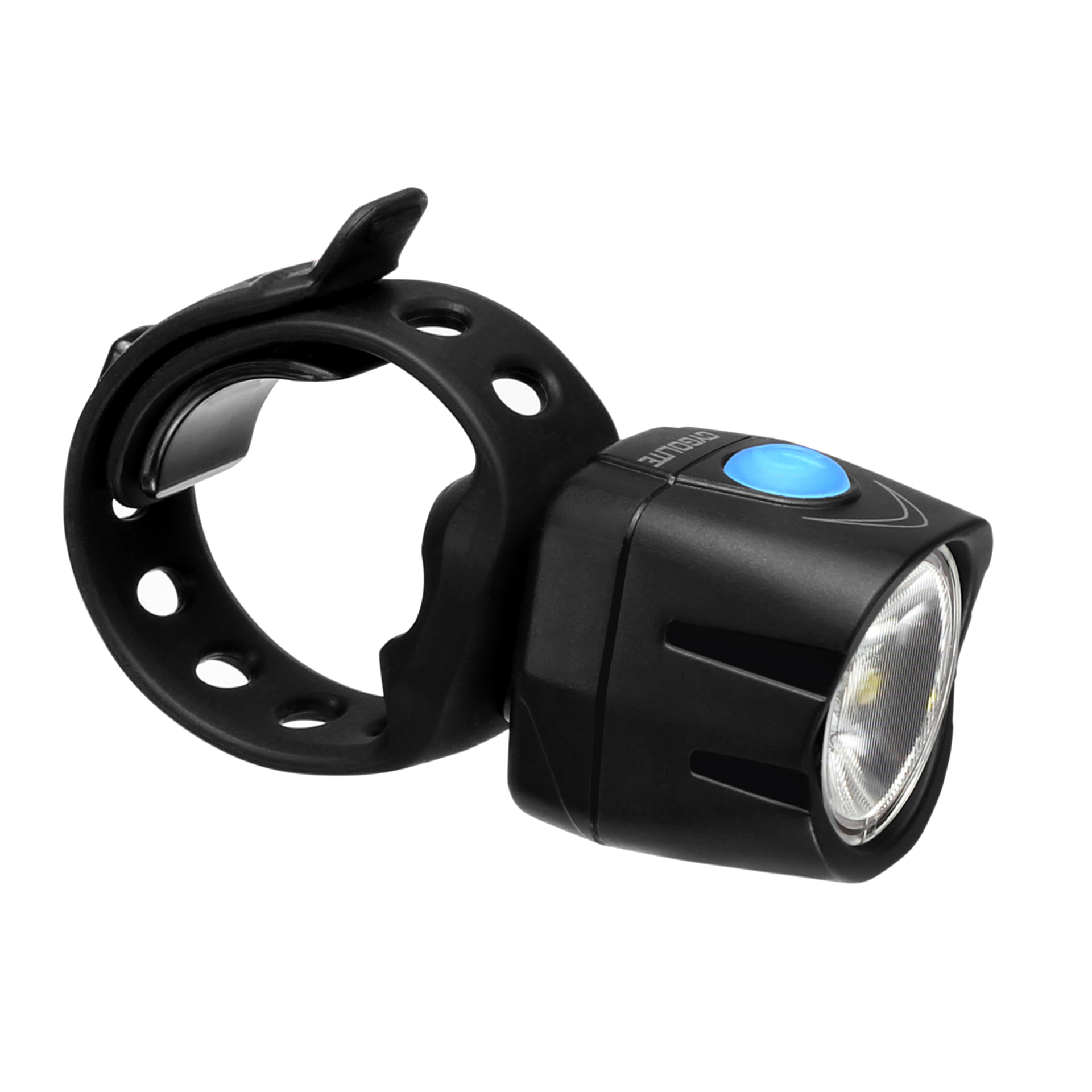 Side view of the compact Cygolite headlight with its silicone strap mount