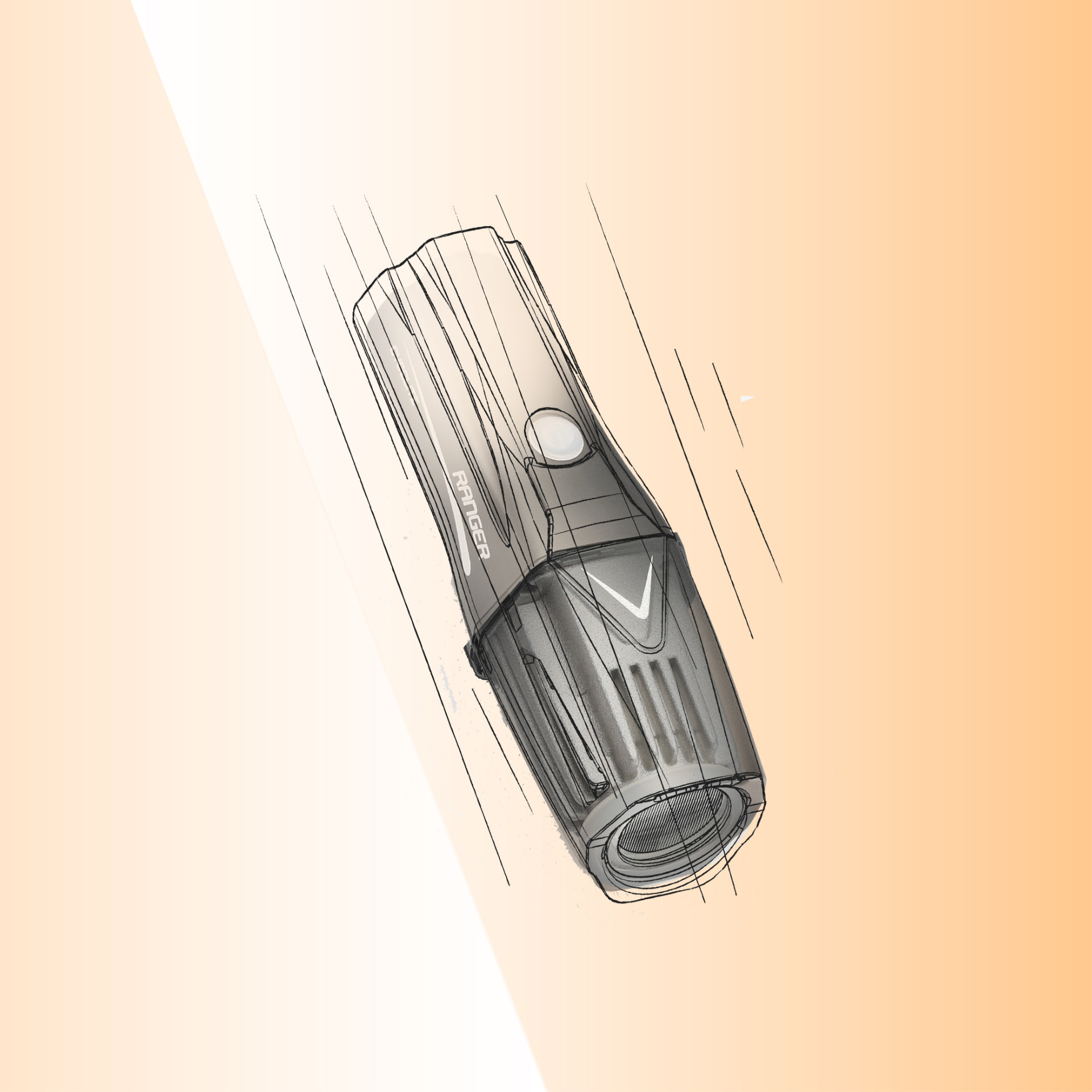 Ranger headlight design sketch showing Cygolite engineering process